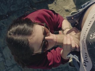 stranger cum in my throat after public blowjob - little arden