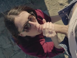 stranger cum in my throat after public blowjob - little arden