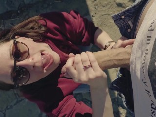 stranger cum in my throat after public blowjob - little arden