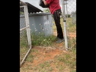 Throwing garbage in dumpster very desperate public piss outside close to neighbors