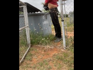 Throwing garbage in dumpster very desperate public piss outside close to neighbors