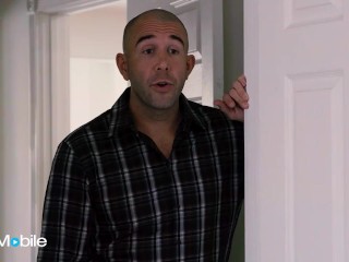 ADULTMOBILE - Petite Blonde Finds A Way To Pay The Rent By Giving Her Friend's Father A Blowjob