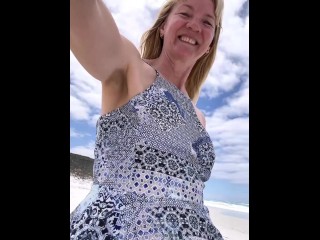 Outdoor beach sun dress MILF tease