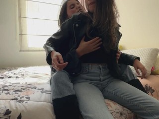 The two friends fuck in leather jackets