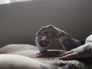 FAT HAIRY PUSSY RUBBING, GIANT CLIT STROKING, TATTOOED MUSCLE MOMMY, CUM WORSHIP!