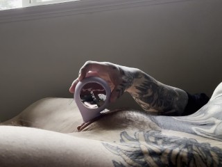 FAT HAIRY PUSSY RUBBING, GIANT CLIT STROKING, TATTOOED MUSCLE MOMMY, CUM WORSHIP!