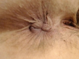 POV Asshole Closeup Winking Pucker light Butthole Hair