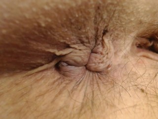 POV Asshole Closeup Winking Pucker light Butthole Hair
