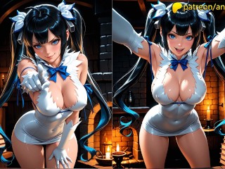 Hestia from DanMachi showed her pussy