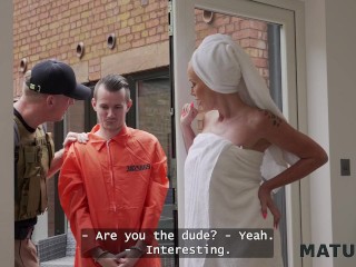 MATURE4K. MILF neighbour was so horny so she fucked a robber and sucked his cock