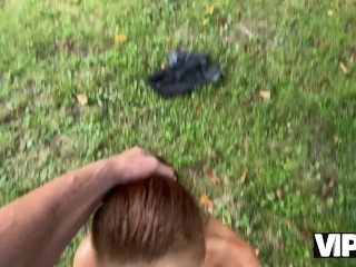 VIP4K. Pretty village girl was carrying some plums to her grandma and showed pussy to a stranger