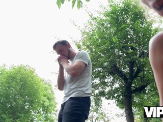 VIP4K. Pretty village girl was carrying some plums to her grandma and showed pussy to a stranger