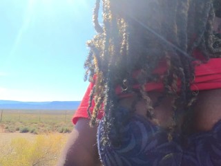 Sexcation Part 4 - Pissing next to the road and getting daddy to eat my pissed pussy clean