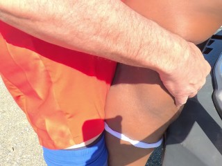 Sexcation Part 4 - Pissing next to the road and getting daddy to eat my pissed pussy clean