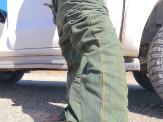 Sexcation Part 4 - Pissing next to the road and getting daddy to eat my pissed pussy clean