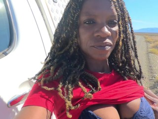 Sexcation Part 4 - Pissing next to the road and getting daddy to eat my pissed pussy clean