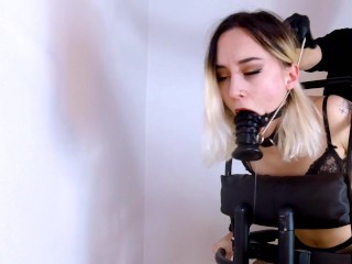 Painslut AnaKatana made to cum with a hitachi while tied up in heavy bondage (HARDCORE BDSM)