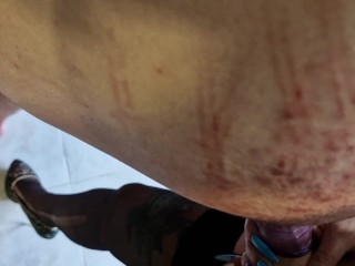 The slave put a condom on his Mistress's strap-on. And Dominatrix Nika fucked him in the ass.