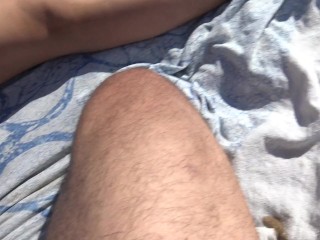 french amateur milf lets perverted man cum on her pussy on the beach