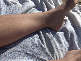 french amateur milf lets perverted man cum on her pussy on the beach