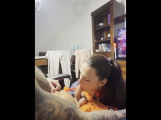 Spiderwoman😈 Sucking His FAT Cock While He Plays PS5👅