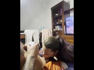 Spiderwoman😈 Sucking His FAT Cock While He Plays PS5👅