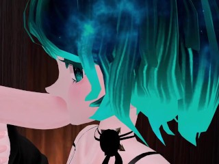 Сосет член и ебётся через дырку в стене VR