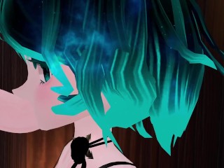 Сосет член и ебётся через дырку в стене VR