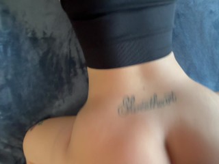 PAWG Tatted Babe W/ Big Tits Sucks & Fucks Her BBC Yoga Instructor, Real Amateur Couple