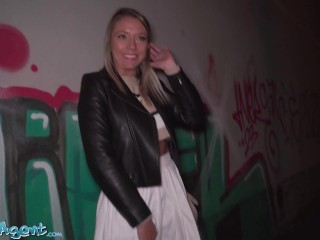 Public Agent - Blonde French girl caught masturbating in street fast hard fuck POV blowjob