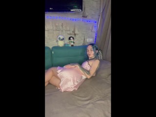 Sweet and naughty girl is getting ready for bed