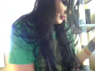 Applying Red Lipstick Smoking Milf Closeup Real Life