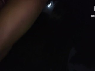 Sissy goes for an outdoors walk with a thrusting dildo inside her ass