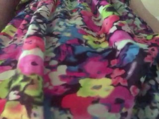 I masturbate standing up til my legs throb, I take off my panties, lift up my dress, play my pussy..