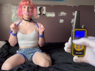 BDSM rope bondage + shock colour level 99 on transgender woman struggling well gagged.