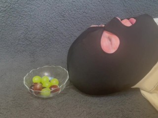 Feeding grapes with my toes