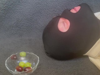 Feeding grapes with my toes