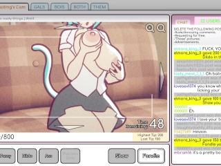 Nicole Risky Job #3 - Camgirl plays with a lesbian on webcam and squirt! - 100% Game