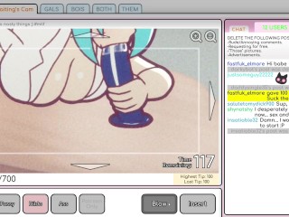 Nicole Risky Job #3 - Camgirl plays with a lesbian on webcam and squirt! - 100% Game