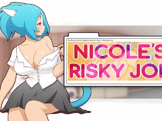 Nicole Risky Job #3 - Camgirl plays with a lesbian on webcam and squirt! - 100% Game