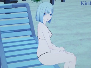 Yoisaki Kanade (short hair) and I have intense sex on the beach at night. - Project SEKAI Hentai
