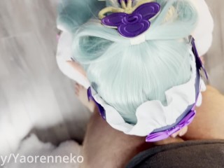 A recovery session with a blowjob from Mizuki Genshin Impact cosplay