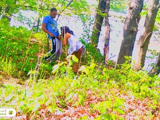 bike trail blowjob outside public caught cosplay skirt woods