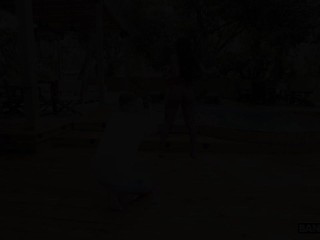 BANGBROS - August Skye Shakes Her Perfectly Round Ass By The Pool Before Taking A Cock Ride