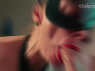 Masked Deepthroat & Smoking BJ Ends with Cum on Ass