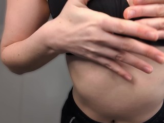 IRL ASMR | Trying on bras and playing with my nipples | Full video on Fansly!