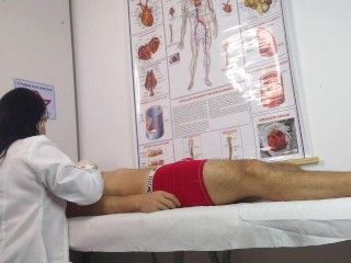 Nurse has her first patient with an erect penis!