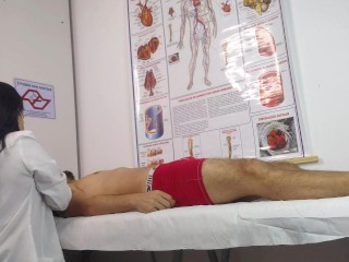 Nurse has her first patient with an erect penis!