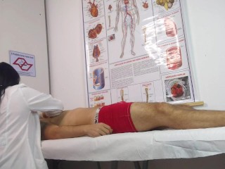 Nurse has her first patient with an erect penis!