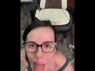 Horny student gives teacher a blowjob because she doesn't want to study for the exam